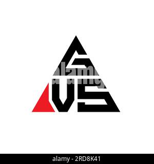 Logo GVS triangolare a lettera con forma triangolare. Monogramma di design con logo triangolare GVS. Modello di logo vettoriale a triangolo GVS di colore rosso. GVS triangul Illustrazione Vettoriale