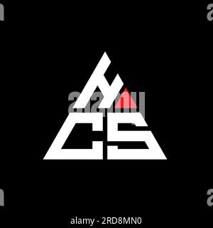Logo HCS triangolare a lettere con forma triangolare. Monogramma di design con logo triangolare HCS. Modello logo vettoriale triangolare HCS di colore rosso. HCS triangul Illustrazione Vettoriale