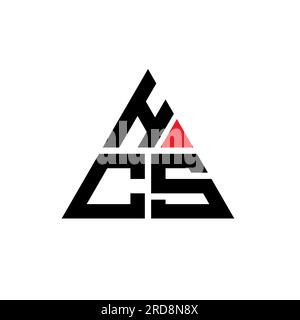 Logo HCS triangolare a lettere con forma triangolare. Monogramma di design con logo triangolare HCS. Modello logo vettoriale triangolare HCS di colore rosso. HCS triangul Illustrazione Vettoriale