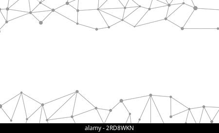 Sfondo geometrico della mesh plesso. Mesh sulla parte superiore e inferiore. Punti collegati da linee. Background astratto della tecnologia. Sfondo minimalista. Vettore Illustrazione Vettoriale