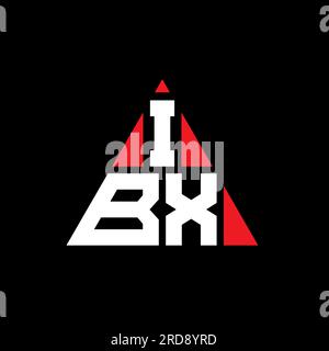 Logo IBX a lettera triangolare con forma triangolare. Monogramma di design con logo triangolare IBX. Modello di logo vettoriale a triangolo IBX di colore rosso. IBX triangul Illustrazione Vettoriale