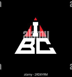 Design con logo a lettera triangolare IBC con forma triangolare. Monogramma di design con logo triangolare IBC. Modello di logo vettoriale a triangolo IBC di colore rosso. IBC triangul Illustrazione Vettoriale