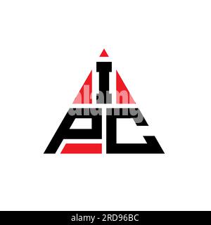 Design con logo a lettera triangolare IPC con forma a triangolo. Monogramma di design con logo triangolare IPC. Modello di logo vettoriale triangolare IPC di colore rosso. IPC triangul Illustrazione Vettoriale