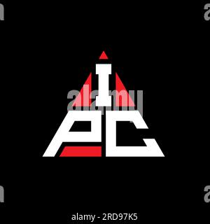 Design con logo a lettera triangolare IPC con forma a triangolo. Monogramma di design con logo triangolare IPC. Modello di logo vettoriale triangolare IPC di colore rosso. IPC triangul Illustrazione Vettoriale