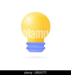 icona a lampadina gialla 3d. idea di concetto per l'azienda o l'avvio.illustrazione vettoriale isolata su sfondo bianco. Illustrazione Vettoriale