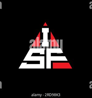 Logo ISF a lettera triangolare con forma triangolare. Monogramma di design con logo triangolare ISF. Modello di logo vettoriale triangolare ISF di colore rosso. ISF triangul Illustrazione Vettoriale