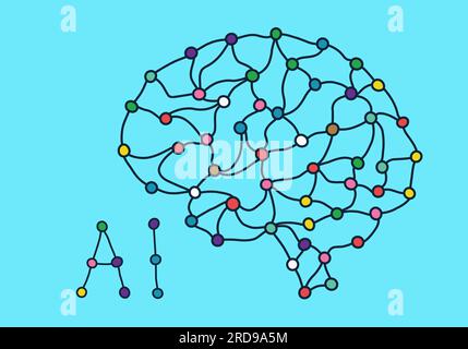 Rete neurale plesso. Cervello astratto ai. Vettore Illustrazione Vettoriale