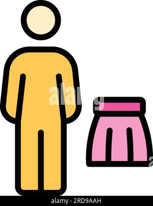 Icona stereotipo sociale maschile contorno vettore. Discriminazione di genere. La disuguaglianza di carriera è a colori piatta Illustrazione Vettoriale