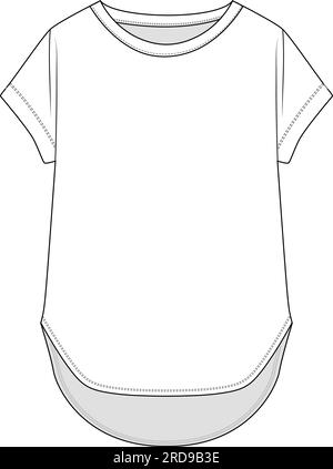 Top con orlo girocollo da donna alla moda Illustrazione Vettoriale