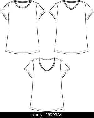 Donne casual Basic Top sketch Design Vector Illustrazione Vettoriale