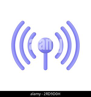 icona del segnale wifi 3d in stile cartone animato. il concetto di un buon segnale di connessione di rete. illustrazione vettoriale isolata su sfondo bianco. Illustrazione Vettoriale