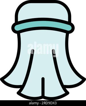 Icona turbano islamica delinea vettore. La preghiera dell'Islam. Moschea musulmana di colore piatto Illustrazione Vettoriale