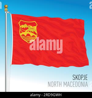 Skopje, Macedonia del Nord, bandiera pennant, Europa, illustrazione vettoriale Illustrazione Vettoriale