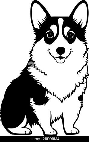 Carino cane Corgi isolato su sfondo bianco. Illustrazione del vettore piatto Illustrazione Vettoriale