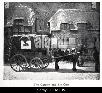 The Carrier and His Cart and Horse Fotografia in bianco e nero dal libro ' Among English Hedgerows' di Clifton Johnson, 1865-1940 data di pubblicazione 1899 ristampata nel 1914 Publisher New York : The Macmillan co.; London, Macmillan and co., ltd. Foto Stock