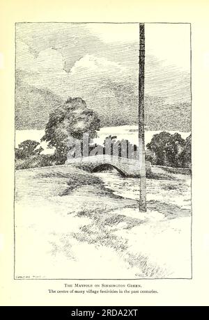 Maypole on Sinnington Green dal libro " The Evolution of an English Town; being the story of the Ancient Town of Pickering in Yorkshire, from Prehistoric Times to the Year of Our Lord Nineteen Hundred & 5 " di Gordon Home, Publisher London, J.M. Dent & co.; New York, E.P. Dutton & co. 1905 Foto Stock