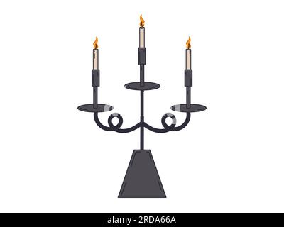 Candele di Halloween isolate su sfondo bianco. Clip art. Simbolo di Halloween. Candlestick. Stile retrò. Illustrazione Vettoriale