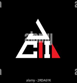 Logo JCI triangolare a lettera con forma triangolare. Monogramma di design con logo a triangolo JCI. Modello di logo vettoriale a triangolo JCI di colore rosso. JCI triangul Illustrazione Vettoriale