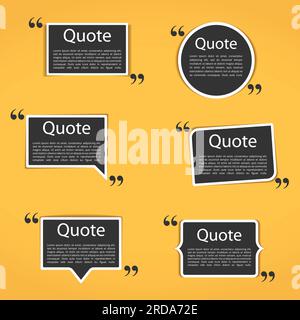 Set di sei diverse cornici con preventivi per il vostro testo, vettoriale EPS10 illustrazione Illustrazione Vettoriale