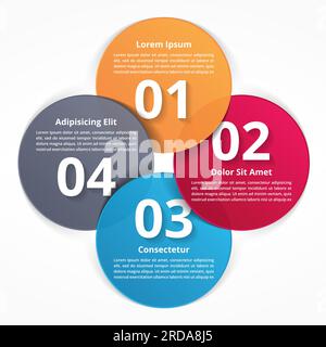 Quattro fasi o opzioni cerchio infografica modello di progetto, illustrazione vettoriale eps10 Illustrazione Vettoriale