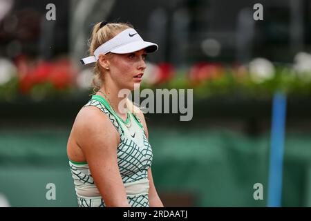 Budapest, Ungheria centrale, Ungheria. 19 luglio 2023. FANNY STOLLAR dell'Ungheria in campo durante il GRAN PREMIO D'UNGHERIA - Budapest - Womens Tennis, WTA250 (immagine di credito: © Mathias Schulz/ZUMA Press Wire) SOLO USO EDITORIALE! Non per USO commerciale! Foto Stock