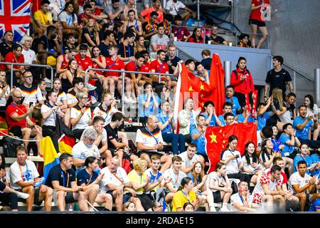 Fukuoka, Giappone. 17 luglio 2023. Tifosi durante il ventesimo Campionato Mondiale di Aquatics presso la piscina della prefettura di Fukuoka a Fukuoka (Giappone), 17 luglio 2023. Crediti: Insidefoto di andrea staccioli/Alamy Live News Foto Stock