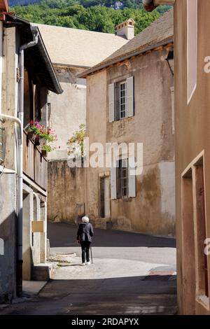 Street scene Mouthier-Haute-Pierre Doubs Bourgogne-Franche-Comte Francia Foto Stock