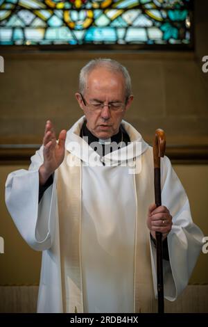 Justin Portal Welby (Londra, 6 gennaio 1956) è un vescovo cattolico britannico, 105° arcivescovo di Canterbury dal 2013. Foto Stock