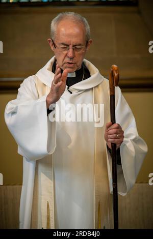 Justin Portal Welby (Londra, 6 gennaio 1956) è un vescovo cattolico britannico, 105° arcivescovo di Canterbury dal 2013. Foto Stock