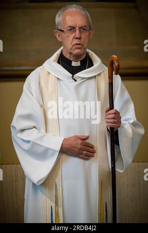 Justin Portal Welby (Londra, 6 gennaio 1956) è un vescovo cattolico britannico, 105° arcivescovo di Canterbury dal 2013. Foto Stock