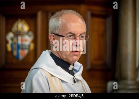 Justin Portal Welby (Londra, 6 gennaio 1956) è un vescovo cattolico britannico, 105° arcivescovo di Canterbury dal 2013. Foto Stock