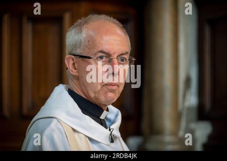 Justin Portal Welby (Londra, 6 gennaio 1956) è un vescovo cattolico britannico, 105° arcivescovo di Canterbury dal 2013. Foto Stock