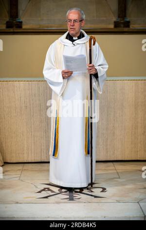 Justin Portal Welby (Londra, 6 gennaio 1956) è un vescovo cattolico britannico, 105° arcivescovo di Canterbury dal 2013. Foto Stock