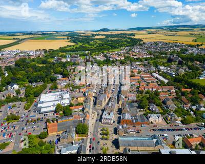 Vista aerea del centro di Haddington nell'East Lothian, Scozia, Regno Unito Foto Stock