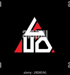 Logo LUO a lettere triangolari con forma triangolare. Monogramma di design con logo triangolare LUO. Modello di logo vettoriale triangolare LUO di colore rosso. LUO triangul Illustrazione Vettoriale