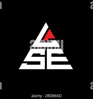Logo LSE triangolare a lettera con forma triangolare. Monogramma di design con logo a triangolo LSE. Modello con logo vettoriale a triangolo LSE di colore rosso. LSE triangul Illustrazione Vettoriale