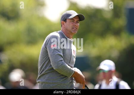 L'australiano Adam Scott tira fuori il quinto giorno dell'Open al Royal Liverpool, Wirral. Data foto: Giovedì 20 luglio 2023. Foto Stock