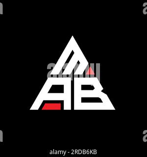 Logo MAB triangolare a lettera con forma triangolare. Monogramma di design con logo triangolare MAB. Modello logo vettoriale a triangolo MAB di colore rosso. MAB triangul Illustrazione Vettoriale
