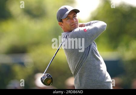 L'australiano Adam Scott tira fuori il quinto giorno dell'Open al Royal Liverpool, Wirral. Data foto: Giovedì 20 luglio 2023. Foto Stock