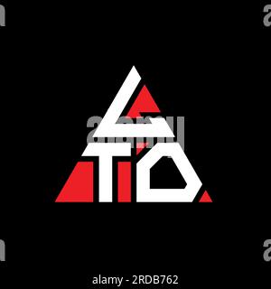 Logo LTO triangolare a lettere con forma triangolare. Monogramma di design con logo triangolare LTO. Modello con logo vettoriale a triangolo LTO di colore rosso. LTO triangul Illustrazione Vettoriale