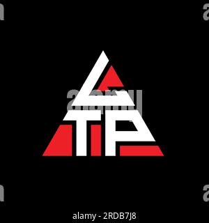 Logo LTP triangolare a lettere con forma triangolare. Monogramma di design con logo a triangolo LTP. Modello di logo vettoriale a triangolo LTP di colore rosso. LTP triangul Illustrazione Vettoriale