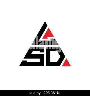 Logo LSD a forma di lettera triangolare con forma triangolare. Monogramma di design con logo a triangolo LSD. Modello con logo vettoriale a triangolo LSD di colore rosso. LSD triangul Illustrazione Vettoriale