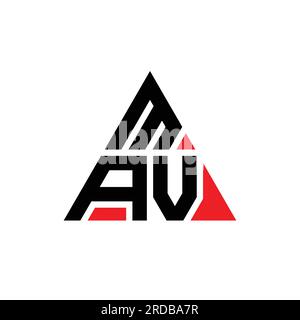 Logo MAV triangolare a lettere con forma triangolare. Monogramma di design del logo MAV Triangle. Modello logo vettoriale a triangolo MAV di colore rosso. MAV triangul Illustrazione Vettoriale