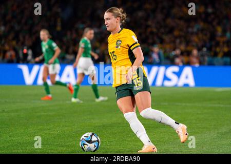 Sydney, Australia. 20 luglio 2023. Clare Hunt (15 Australia) durante la partita di calcio del gruppo B della Coppa del mondo femminile 2023 tra Australia e Repubblica d'Irlanda allo Stadium Australia di Sydney, Australia. (NOE Llamas/MB Media/SPP) credito: SPP Sport Press Photo. /Alamy Live News Foto Stock