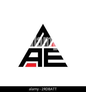 Logo MAE a lettere triangolari con forma triangolare. Monogramma di design con logo a triangolo MAE. Modello di logo vettoriale a triangolo MAE di colore rosso. MAE triangul Illustrazione Vettoriale