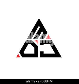 Logo a forma di triangolo MOJ con forma a triangolo. Monogramma di design con logo a triangolo MOJ. Modello logo vettoriale a triangolo MOJ DI colore rosso. MOJ triangul Illustrazione Vettoriale