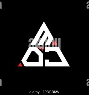Logo a forma di triangolo MOJ con forma a triangolo. Monogramma di design con logo a triangolo MOJ. Modello logo vettoriale a triangolo MOJ DI colore rosso. MOJ triangul Illustrazione Vettoriale