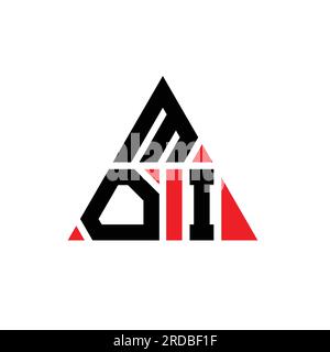 Logo a lettere triangolari MOI con forma triangolare. Monogramma di design con logo triangolare MOI. Modello di logo vettoriale triangolare MOI DI colore rosso. MOI triangul Illustrazione Vettoriale