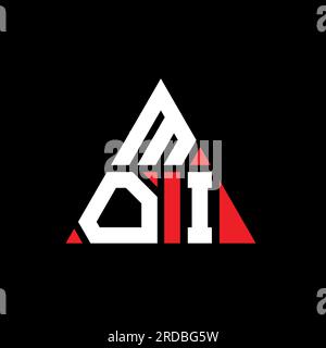 Logo a lettere triangolari MOI con forma triangolare. Monogramma di design con logo triangolare MOI. Modello di logo vettoriale triangolare MOI DI colore rosso. MOI triangul Illustrazione Vettoriale