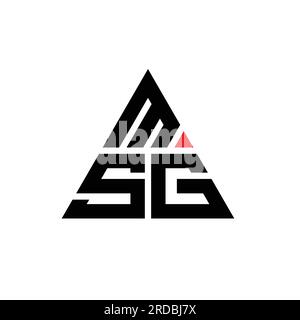 Logo MSG triangolare a lettera con forma triangolare. Monogramma di design con logo triangolare MSG. Modello di logo vettoriale triangolare MSG di colore rosso. MSG triangul Illustrazione Vettoriale